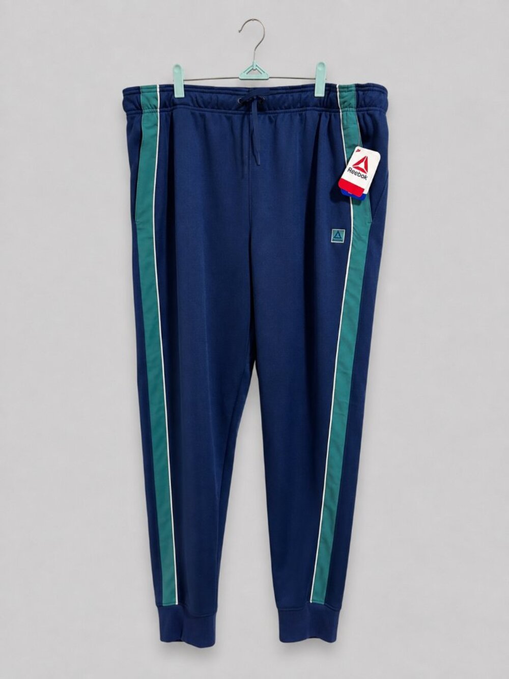 Reebok Slim Jogger Pants Dark Blue Teal Stripe Athletic Activewear - Men's 3XL